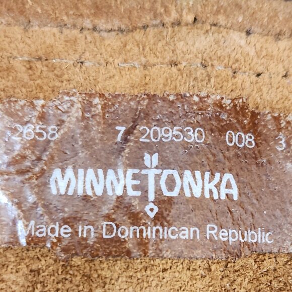 Minnetonka Tan Suede 3 Layer Fringe Calf Boots - Infant Girl's Size 7 - Picture 8 of 10